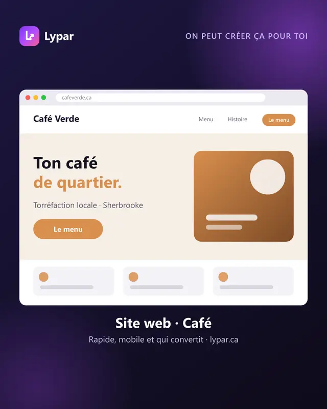 Exemple de site web pour café