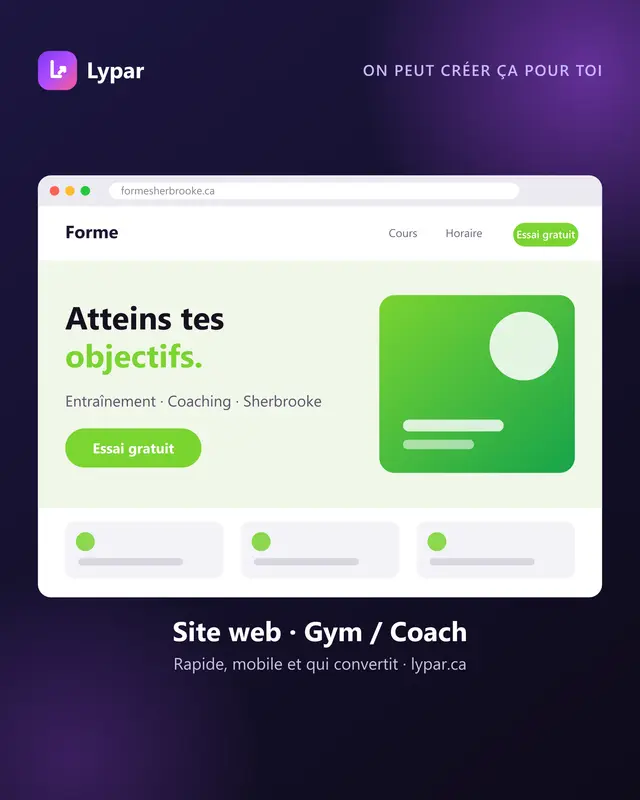 Exemple de site web pour gym
